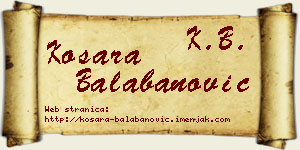 Kosara Balabanović vizit kartica